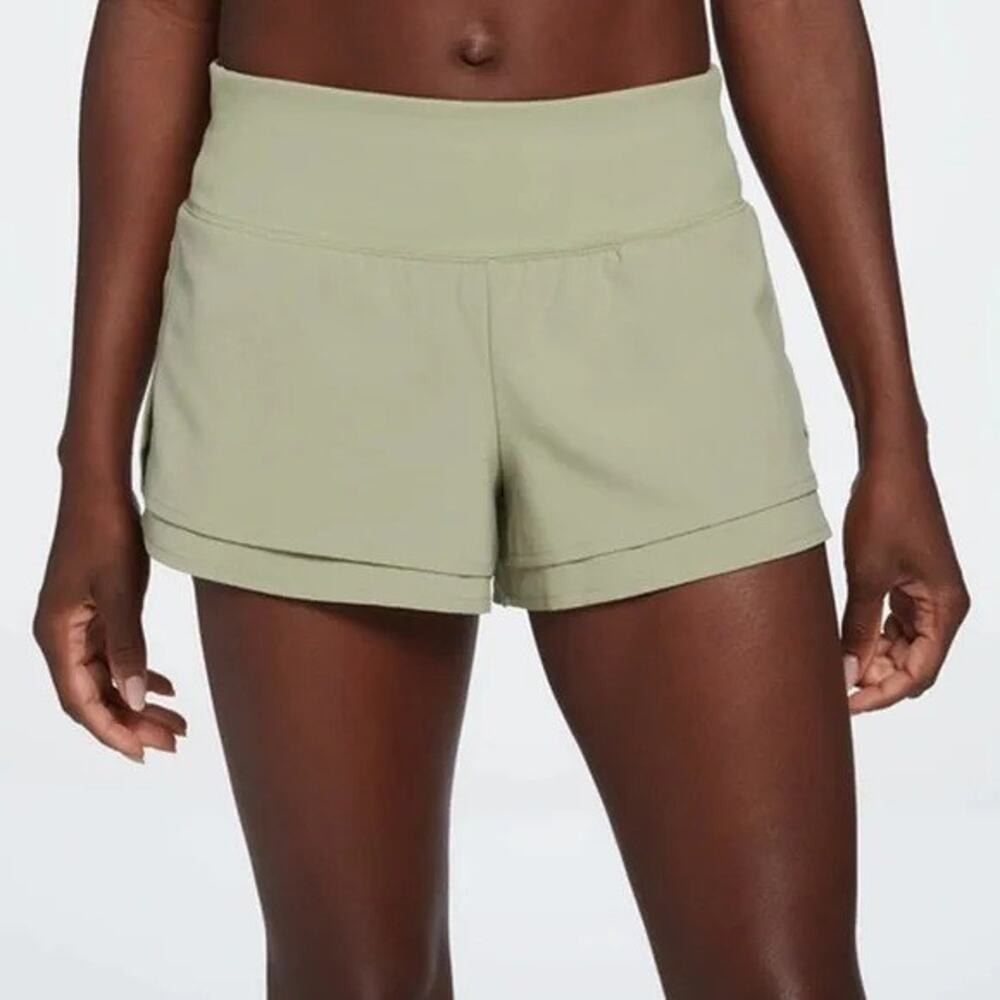 CALIA Kick It Up MidRise Angle Slit Short Smudge Sage Large NWT